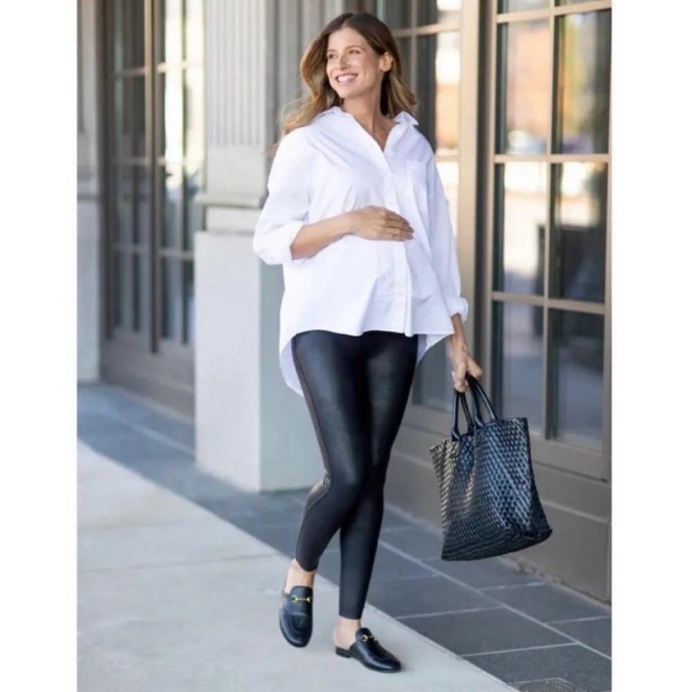 Spanx Mama Faux Leather Leggings Medium